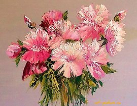 牡丹花束，丙烯，画布