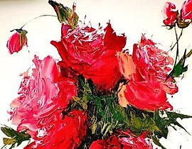 玫瑰花束 丙烯，画布