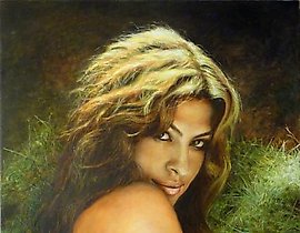 "Italian woman, oil on canvas."