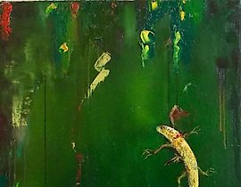 The translation of "Эволюция Масло/ холст" into English is "Evolution Oil/canvas."