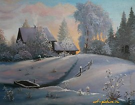 The translation of "Зима холст, масло" into English is "Winter canvas, oil."