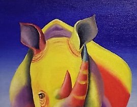Rhino canvas, oil