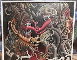 The translation of "Абстиненция холст, масло" into English is "Abstinence canvas, oil."