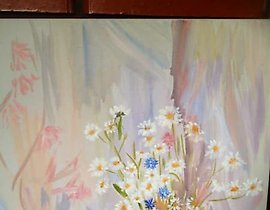 Latest flowers of autumn canvas, oil