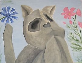 石头猫 油画，画布