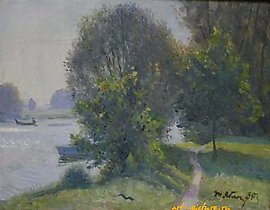 "Summer morning. Canvas, oil. 40 x 50 cm."