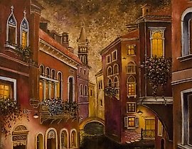 "Summer in Venice, canvas, oil"