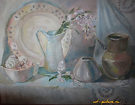 "Still Life with Marshmallows, oil on canvas on cardboard"