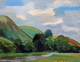 "Study. Bashkiria." cardboard, oil paint