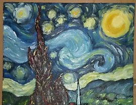 "Starry Night in my interpretation, oil on canvas"