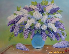 "Delicate lilac oil on canvas"