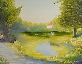 夏日的老公园 油画 布面