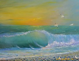 "Evening Wave, oil on canvas"