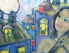 "Blue Cello, Canvas, Oil"