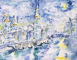 "Nikolsky Cathedral Watercolor"