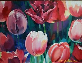 郁金香 油画，画布