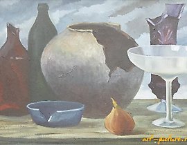 Still Life with Broken Dishes, oil on canvas