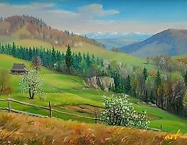 The translation of "Весенний мотив Масло" into English is "Spring Motif Oil."