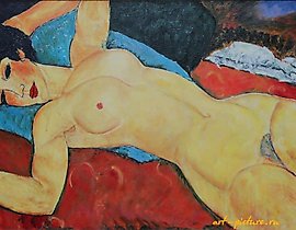 躺着的卡里亚蒂斯（阿梅德奥·莫迪利亚尼的复制品） 画布，油画