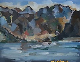 黑山。利普茨。油画。49 x 62 厘米