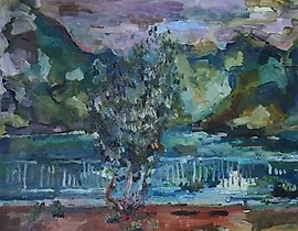 Montenegro. Landscape with Olive Tree. Canvas, oil. 68 x 80 cm.
