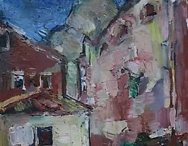 Montenegro. Kotor. Landscape with a white house. Canvas, oil. 62 x 49 cm.