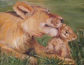 Львица со львенком масло, холст 