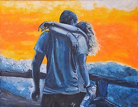 "Together" oil on canvas on stretcher.