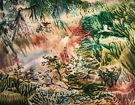 The translation of "лесная песня монотипия" into English is "forest song monotype."