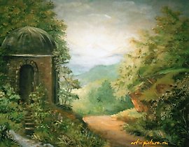 "Holy place in the mountains. Oil on canvas."