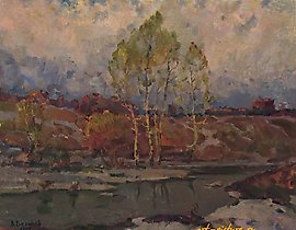 "早春" 油画，画布