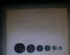 渐进性 纸板，油画和颜料。