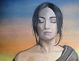 "Praying for a miracle, oil on canvas."