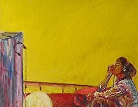 "Yellow Room" oil, MDF, mixed media