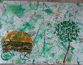 "Весна на Руси" переводится на упрощенный китайский как "俄罗斯的春天". "Акварель" переводится как "水彩画". Таким образом, ваш текст на упрощенном китайском будет:

"俄罗斯的春天 水彩画"