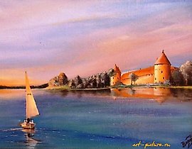 The text "Озеро Масло холст" translates to "Lake Oil Canvas" in English.