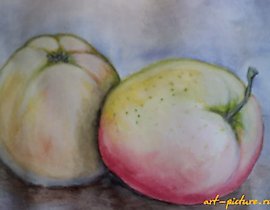 "Rejuvenating apples watercolor, paper"