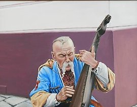 荣耀乌克兰 油画，纸板上的画布