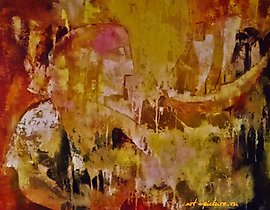 回忆 油画，画布