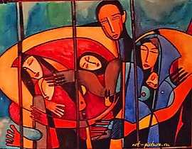 期待 油画，画布