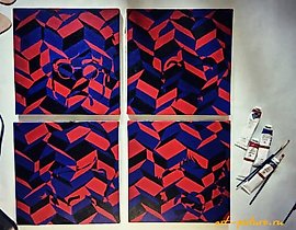 The legendary quartet Oil, canvas.