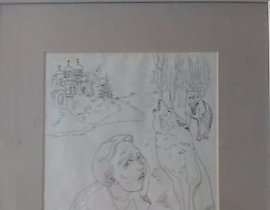 插图来自弗拉基米尔·奥西波夫的故事《被咬过的》，发表在《布拉戈韦斯特》报纸上。纸张，圆珠笔 - 图形绘画。