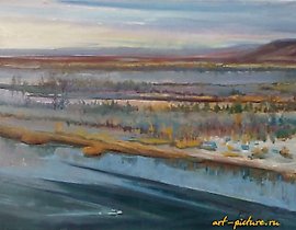 伏尔加河 油画 布面