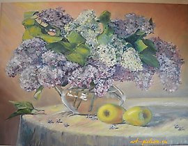 "Lilac canvas, oil"