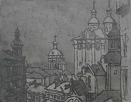 Smolensk. Big Street. Etching. 21 x 21 cm.