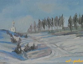 冬季景观 布面油画