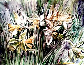 The translation of "Нарциссы" into English is "Daffodils."