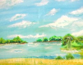 The translation of the text is: 

"LANDSCAPE ** SUNNY DAY ** CANVAS.OIL"