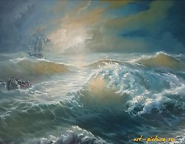 "Fishers in a storm, canvas, oil."