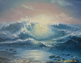 The translation of "Рассвет" холст, масло to English is "Dawn" canvas, oil.